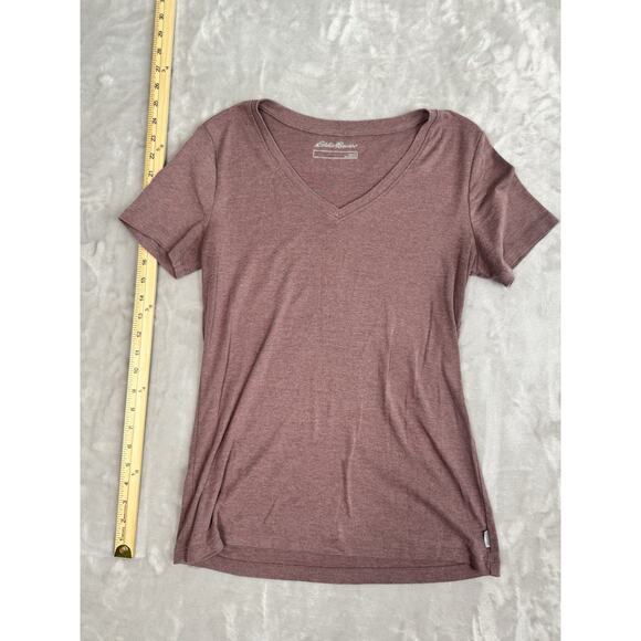 Eddie Bauer Women Short Sleeve V-Neck T-Shirt Brown Size Large - Picture 1 of 4